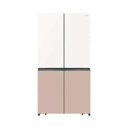611L Four Door Inverter Refrigerator White & Khaki Glass | Fridge SG