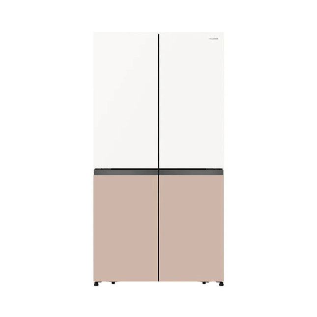 611L Four Door Inverter Refrigerator White & Khaki Glass | Fridge SG