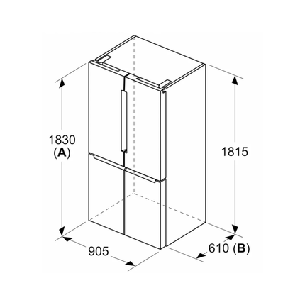 Bosch 605L Side by Side Refrigerator (Dark Inox)