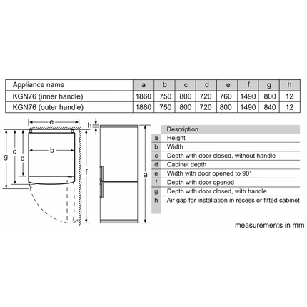Bosch KGN76CI30U - 578L Bottom Mount Refrigerator