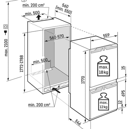 Liebherr 251L Integrated Fridge Freezer