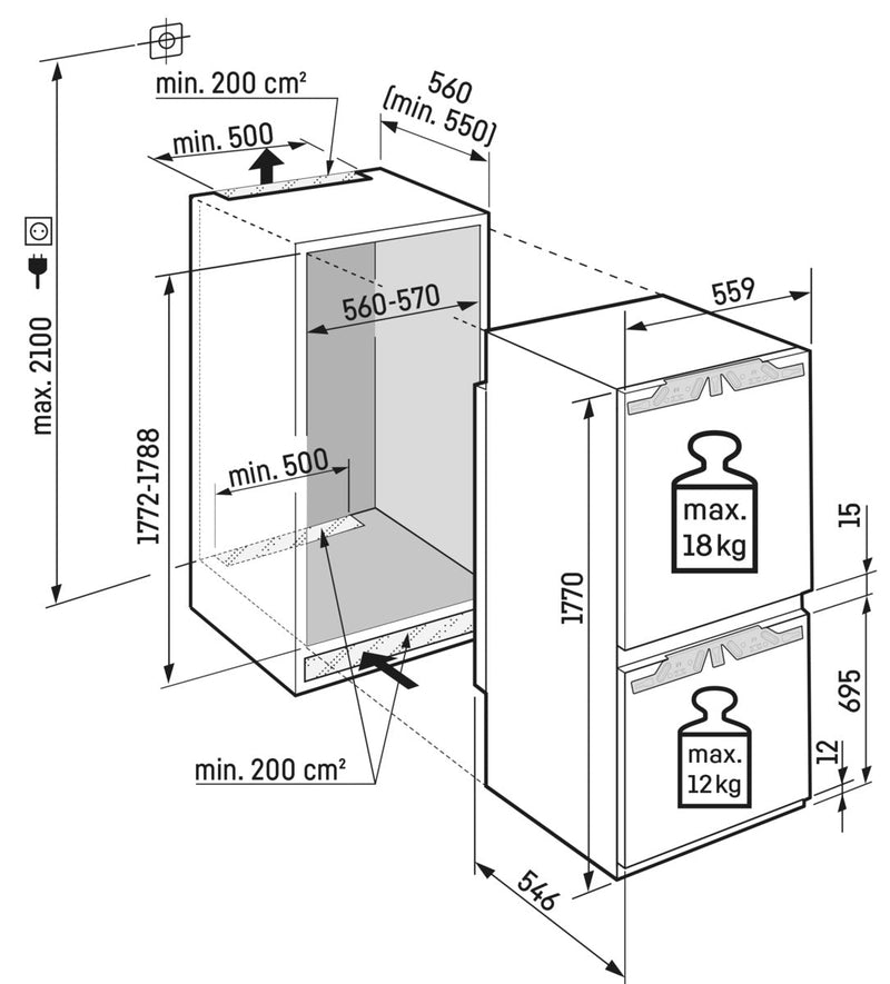 Liebherr 251L Integrated Fridge Freezer