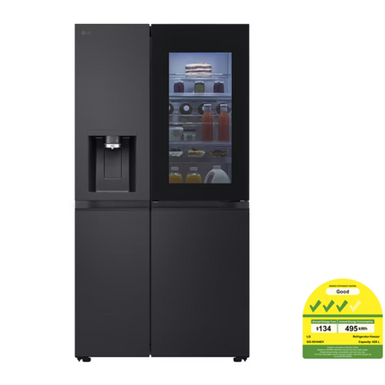 LG 628L InstaView® Side by Side Refrigerator Essence Black Steel