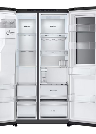 LG 628L InstaView® Side by Side Refrigerator Essence Black Steel