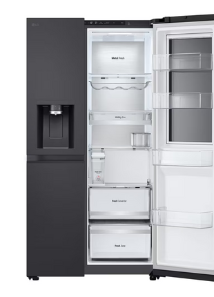 LG 628L InstaView® Side by Side Refrigerator Essence Black Steel
