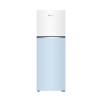 Hisense 327L Top Mount Inverter Refrigerator White & Blue Glass