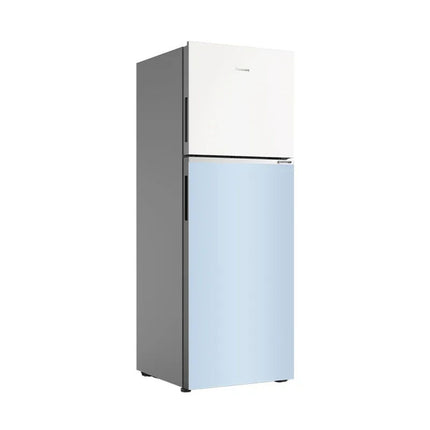 Hisense 327L Top Mount Inverter Refrigerator White & Blue Glass