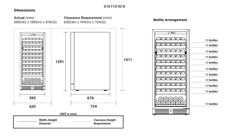 Kadeka 121 Bot Wine Cabinet Specs | WineFridge SG