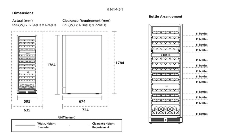 Kadeka 143 Bot Wine Cabinet Specs | WineFridge SG