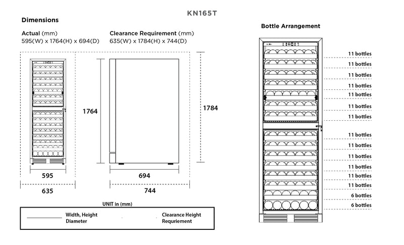 Kadeka 155 Bot Wine Cabient Specs | WineFridge SG