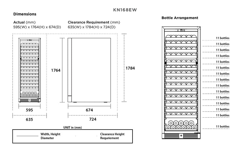 Kadeka 165 Wine Cabinet Specs | WineFridge SG