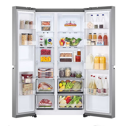 LG 647L Linear Compressor Side by Side Refrigerator in Platinum Silver | FridgeSG