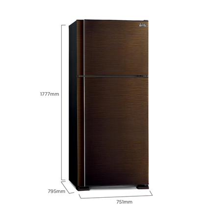 Mitsubishi 510L 2-Door Refrigerator (Brown Wave Line)