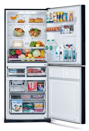 Mitsubishi 421L 2-Door Refrigerator (Glass Black)