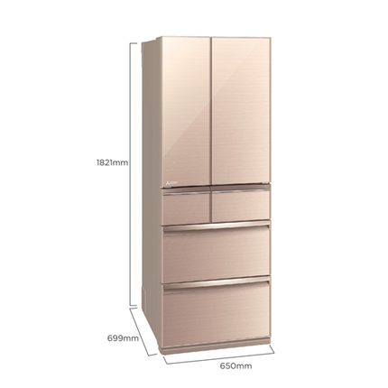 Mitsubishi 470L Multi-Door Refrigerator (Glass Beige)