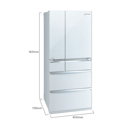 Mitsubishi 700L 6-Door Refrigerator (Glass White)
