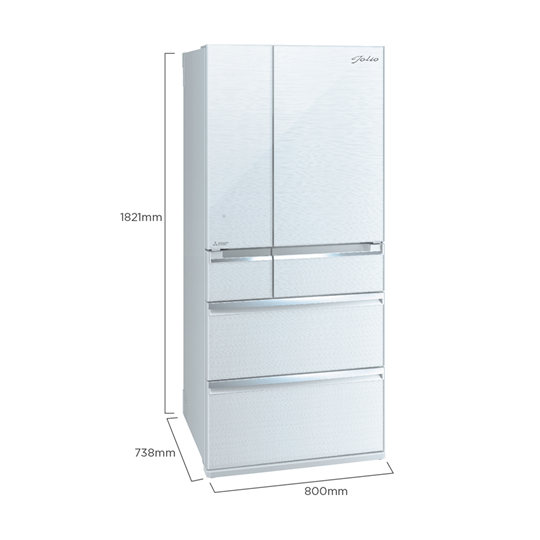 Mitsubishi 700L 6-Door Refrigerator (Glass White) – Fridge SG Mitsubishi 700L 6-Door Refrigerator (Glass White) – Fridge SG