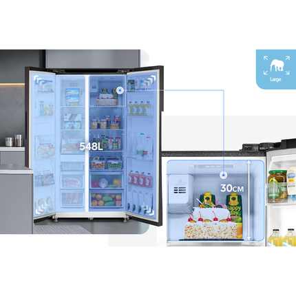 Midea 548L Side By Side Refrigerator Black
