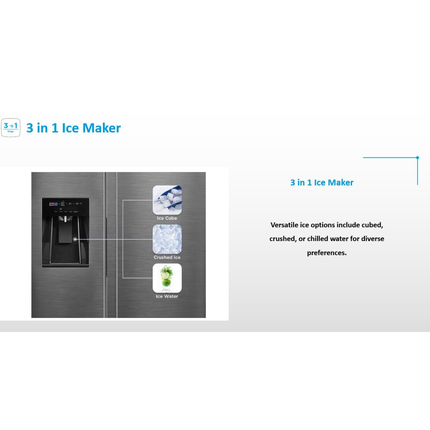 Midea 574L Side by Side Refrigerator with Ice Maker