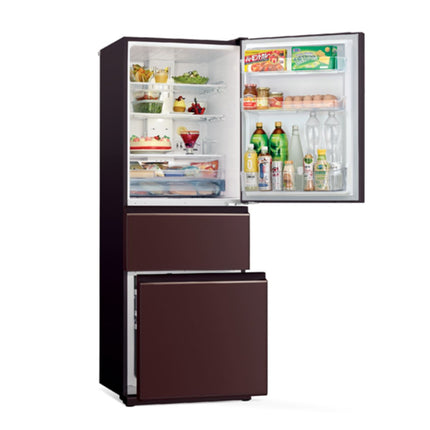 Mitsubishi 328L 3-Door Refrigerator (Glass Brown)
