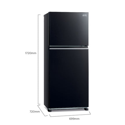 Mitsubishi 378L 2-Door Refrigerator (Glass Black)
