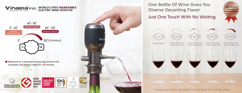 Vinaera Pro Adjustable Electric Wine Aerator