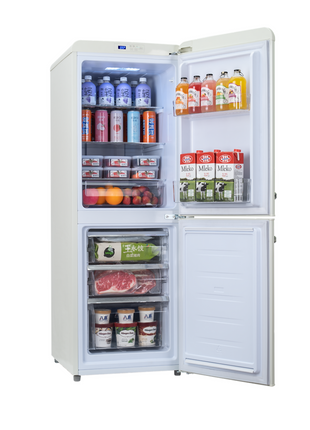 EuropAce 170L Retro 2-Door Fridge (Ivory White)