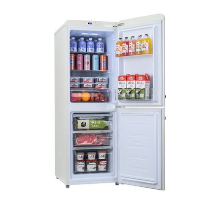 EuropAce 170L Retro 2-Door Fridge (Ivory White)