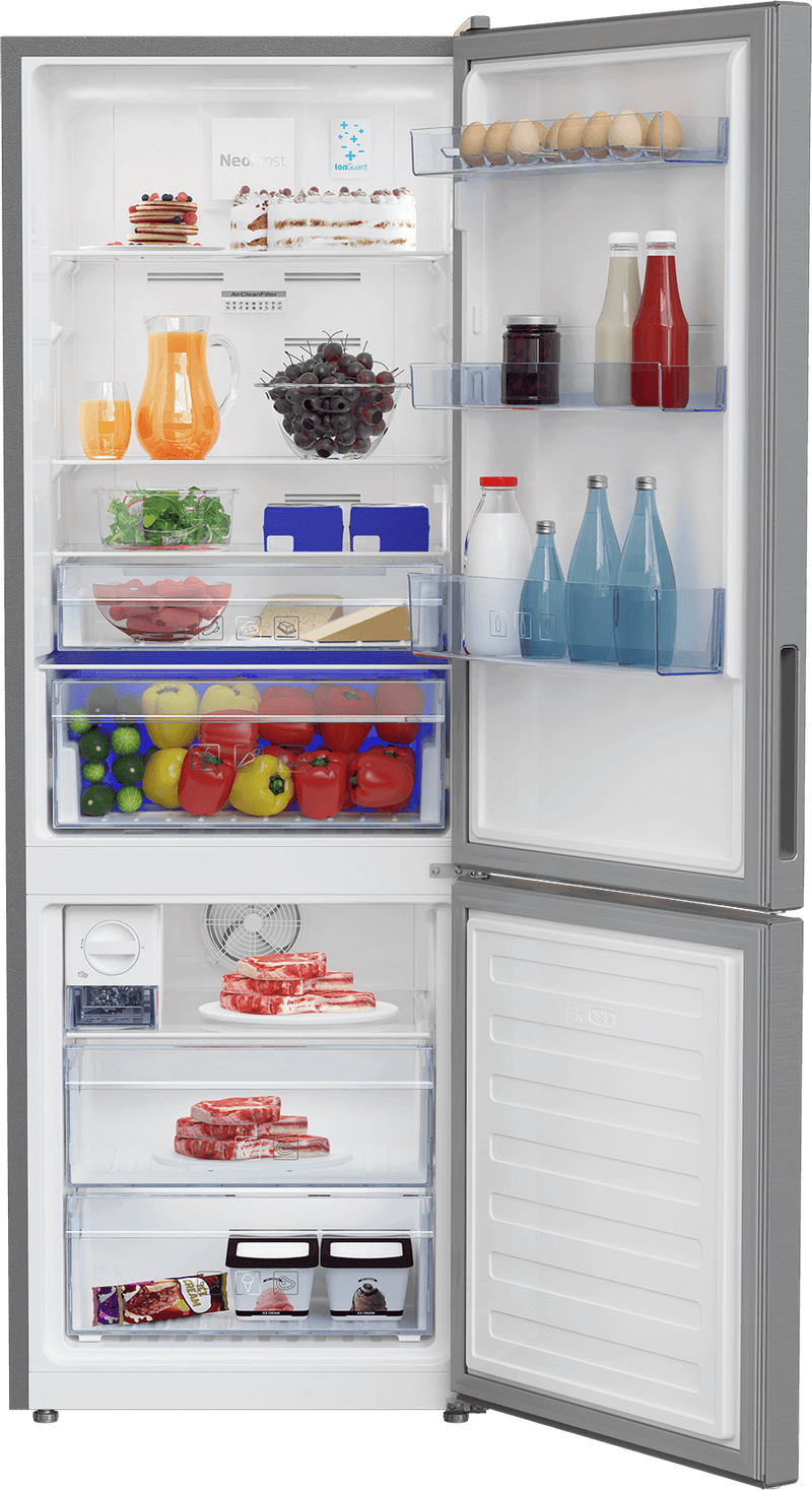 Beko 340L Bottom Freezer Two Door Refrigerator (Platinum Inox)