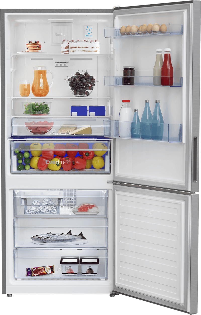 Beko 415L Bottom Freezer Two Door Refrigerator (Platinum Inox)