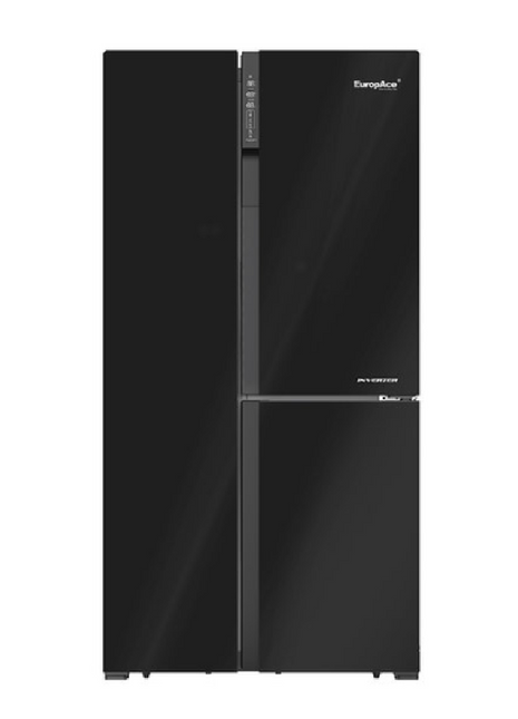 EuropAce 639L Premium 3 Door Side by Side Fridge (Black Glass)